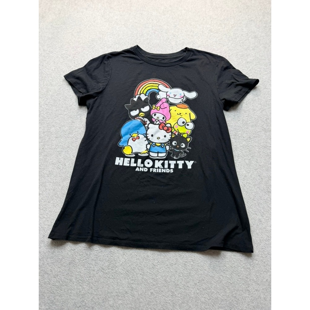Sanrio Hello Kitty and Friends Graphic T-Shirt Black Women Large Short Sleeve